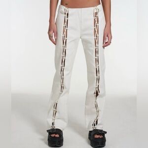 Ragged Priest Milk It Cream White Lace-Up front Womens low rise Jeans